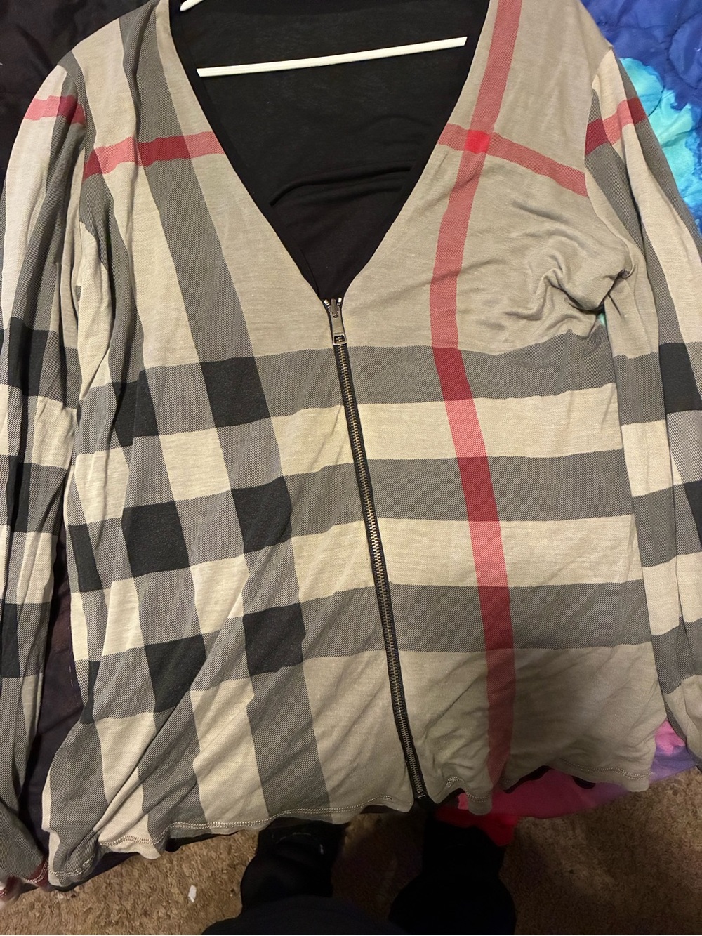 Burberry Black and Gray Zip-Front Jacket